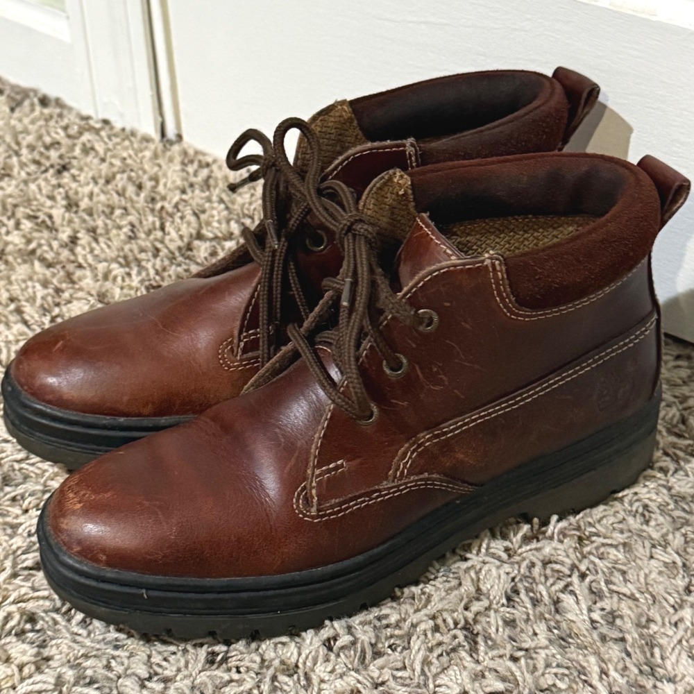 Timberland Womens Brown Leather Lace Up Ankle Boots 69397 Size 7M